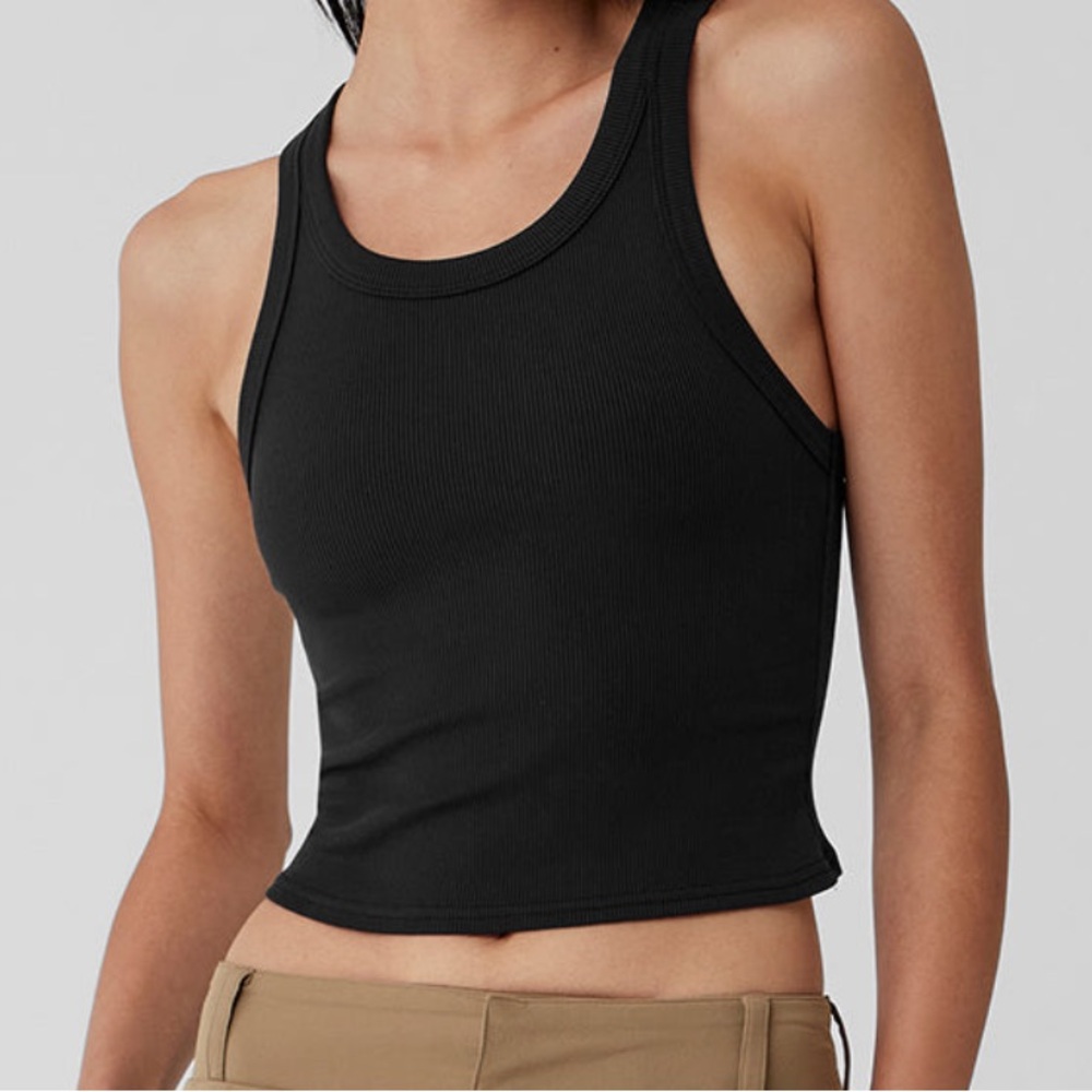 Alo Yoga “goddess ribbed go-to tank”, black, size large